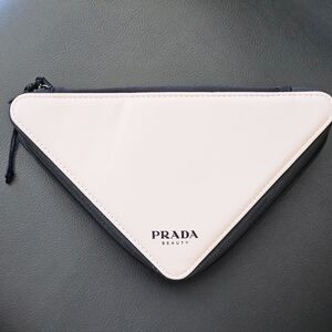 Prada Pink Triangle Makeup Travel Pouch Clutch Travel Bag with Dust Bag